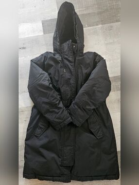 Universal Thread Women's Long Black Fleece Lined Coat Medium Water Repellent